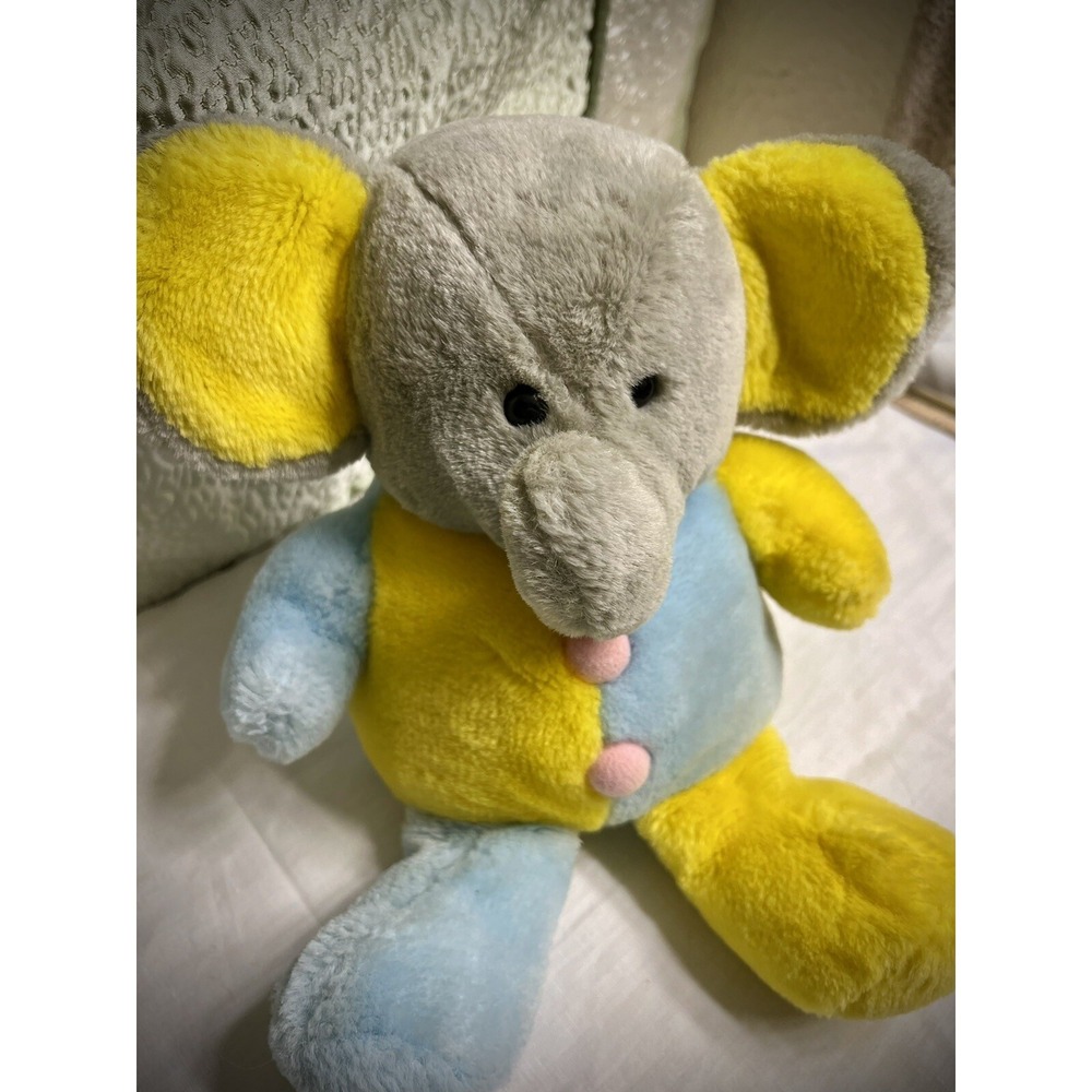 Vintage Dakin Cubbies Elephant Clown Jester Blue Plush 1985 Stuffed Toy 12" - Picture 7 of 7